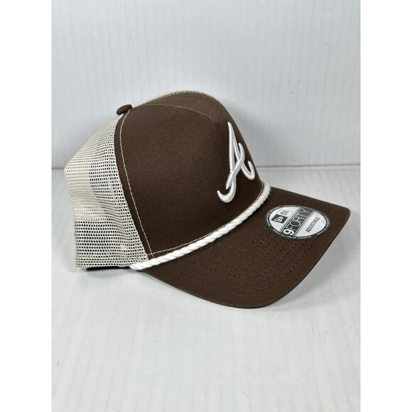 New Era Atlanta Braves MLB 9FORTY A-Frame Trucker Adjustable Rope Hat Cap NWT - Picture 3 of 5